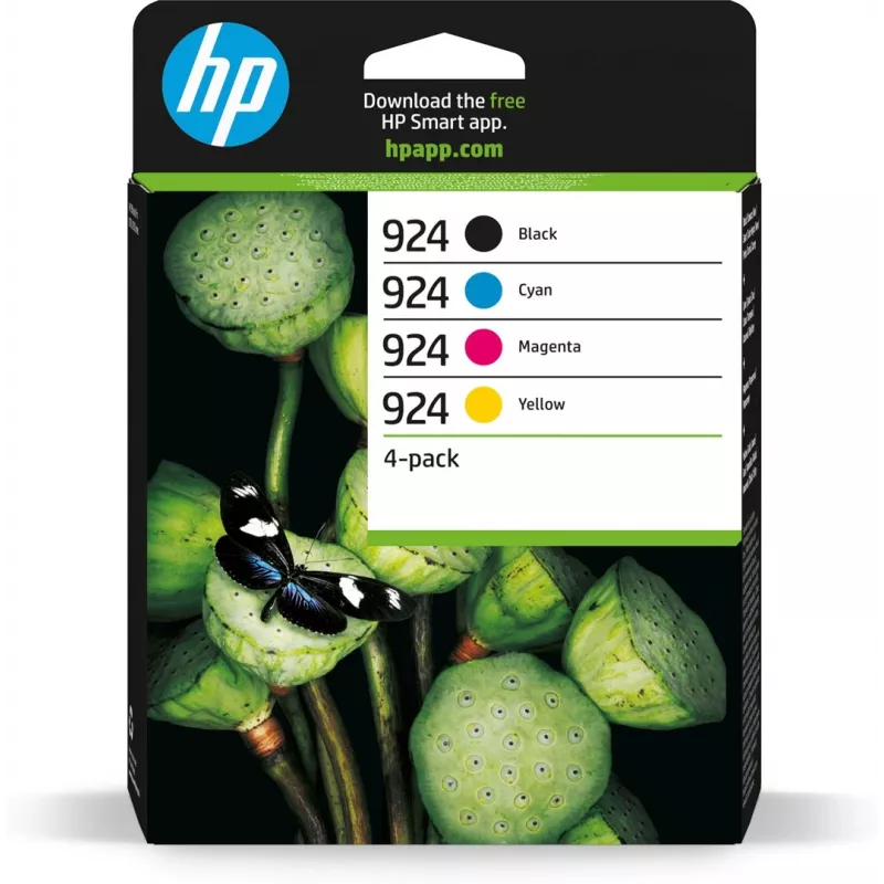HP 924 CMYK originali rašalo kasetė 4 vnt., juoda, žydra, rausvai raudona, geltona, 500 puslapių, 400 puslapių