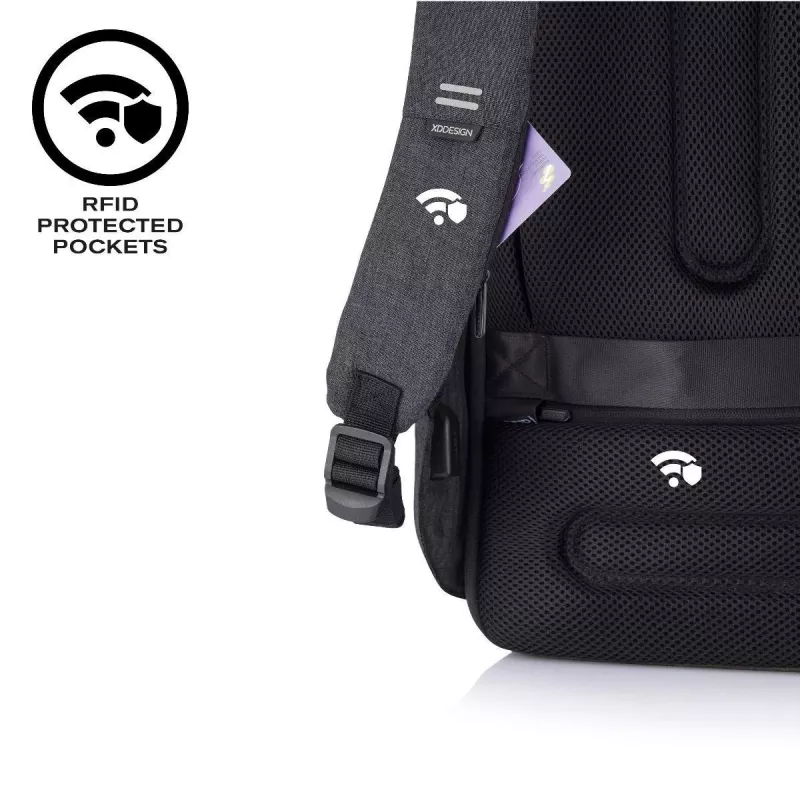 Kuprinė XDDESIGN Bobby Hero Small, apsaugota nuo vagysčių, 11,5 L, planšetei iki 12,9 colio, PET/polistirolas, juoda
