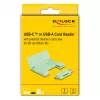 Kortelių skaitytuvas DeLOCK 91015 USB 3.2 Gen 1 Type-A/Type-C Mėtų