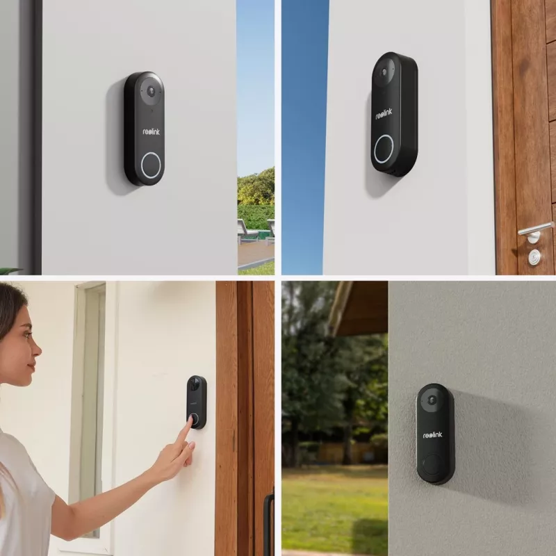 Reolink D340W – 5MP vaizdo durų skambutis su garsiniu signalu, 2,4/5 GHz Wi-Fi, asmens aptikimu, dvipusiu garsu, veikia su NVR