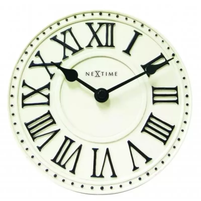 NeXtime klok 5187wi London Table, sieninis, Ø16 cm, balta/juoda+B32
