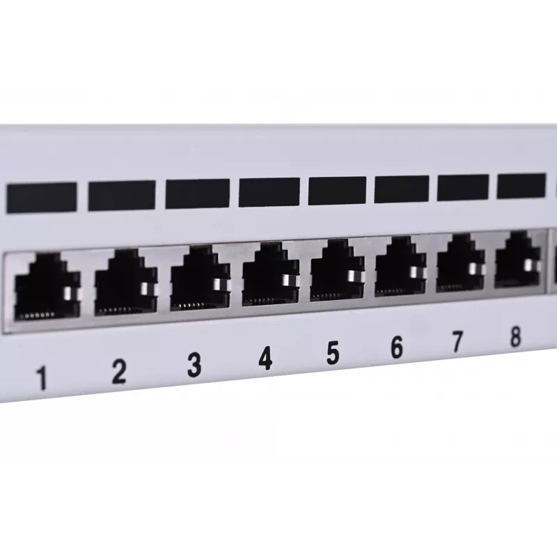 Patch panel LANBERG PPF6-9012-S, 12 prievadų, metalinis, pilkas, 1U, 215×130×44.5 mm