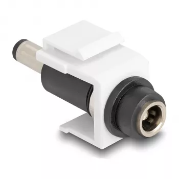 DeLOCK Keystone modulis DC 5,5 x 2,1 mm (moteriška) į DC 5,5 x 2,5 mm (vyriška) baltas