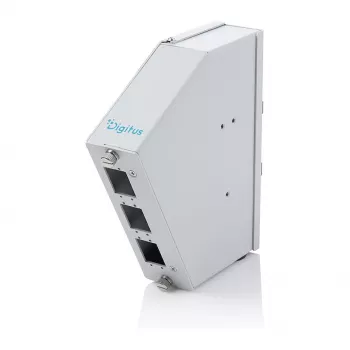 DIN bėgelio optinio pluošto skirstytuvas DIGITUS DN-96893 — kampuotas, 6 SC DX / LC Quad, aliuminis, pilkas