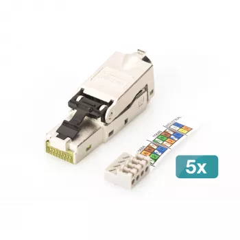 DIGITUS CAT 6A lauko kištukas STP 5 vnt. RJ-45 vyriškas sidabrinis