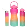 Extralink Motyvacinis vandens butelis 3W1 rinkinys Rožinis-oranžinis 2000ML+900ML+300ML