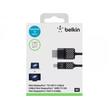 Mini DisplayPort į HDTV laidas, 1,8 m, Mini DisplayPort, HDMI, Kištukas, Kištukas, Juoda