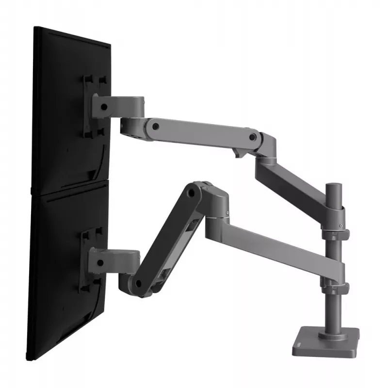 Ergotron LX Pro – TVirtinimo rinkinys (dviguba ranka) – 2 LCD ekranams – tvirtinimui prie perforuotos plokštės – aliuminis – tamsiai pilka – ekrano dydis: iki 61 cm (iki 24 colių)