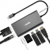 UNITEK uHUB O8+ laidinis USB 3.2 Gen 1 Type-C lizdas pilkas 100W Power Delivery