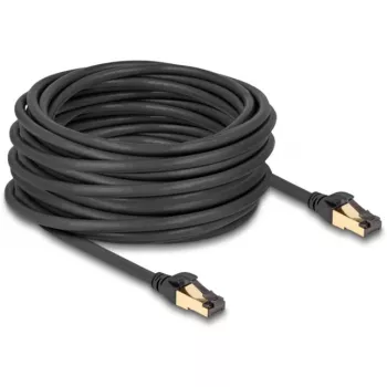 DeLOCK RJ45 Cat.6A S/FTP tinklo kabelis, vyras–vyras, 15 m, juodas