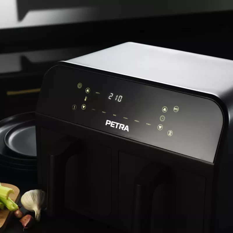 Oro gruzdintuvė Petra PT4750BLKVDEEU7, dviejų kamerų, 3,7 L talpa, juoda