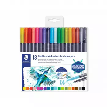 Flomasteriai Staedtler 3001 plonas/storas įvairiaspalviai 18 vnt.