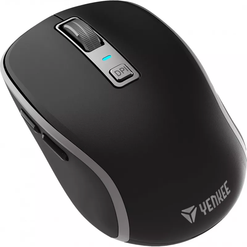 Belaidė pelė su dvigubu WiFi+Bluetooth ryšiu, įkraunama baterija, 5 mygtukai – Yenkee YMS 2085BK NOBLE