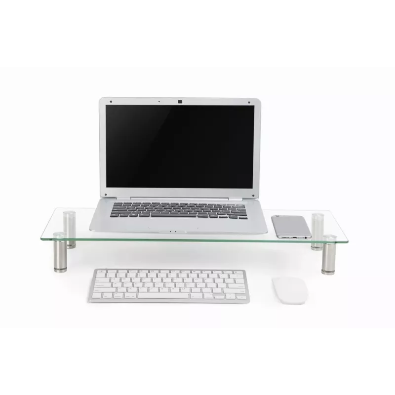 GEMBIRD MS-TABLE-GM-01 stiklinis monitoriaus stovas, juodas, 580×210×90 mm, iki 20 kg