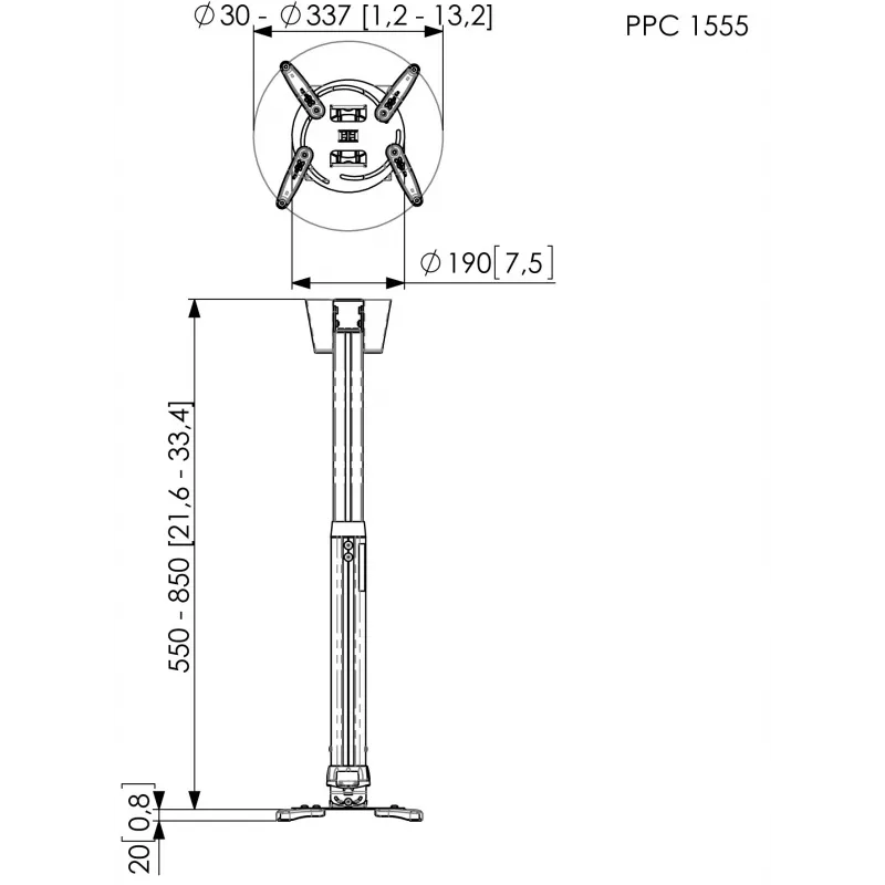 Lubinis projektoriaus laikiklis Vogel's PPC 1555 sidabrinis