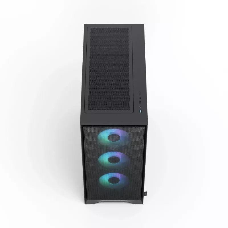 PC korpusas Fractal Design Pop 2 Air Black TG RGB Midi bokštas — ATX/Micro‑ATX/Mini‑ITX, 3x120mm priekyje, 1x120mm gale, 2,5 colio+3,5 colio lizdai