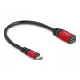 USB adapteris DeLOCK 60172 USB Type-C (vyriškas) į USB Type-A (moteriškas) 10 Gbps 15 cm raudonas metalinis