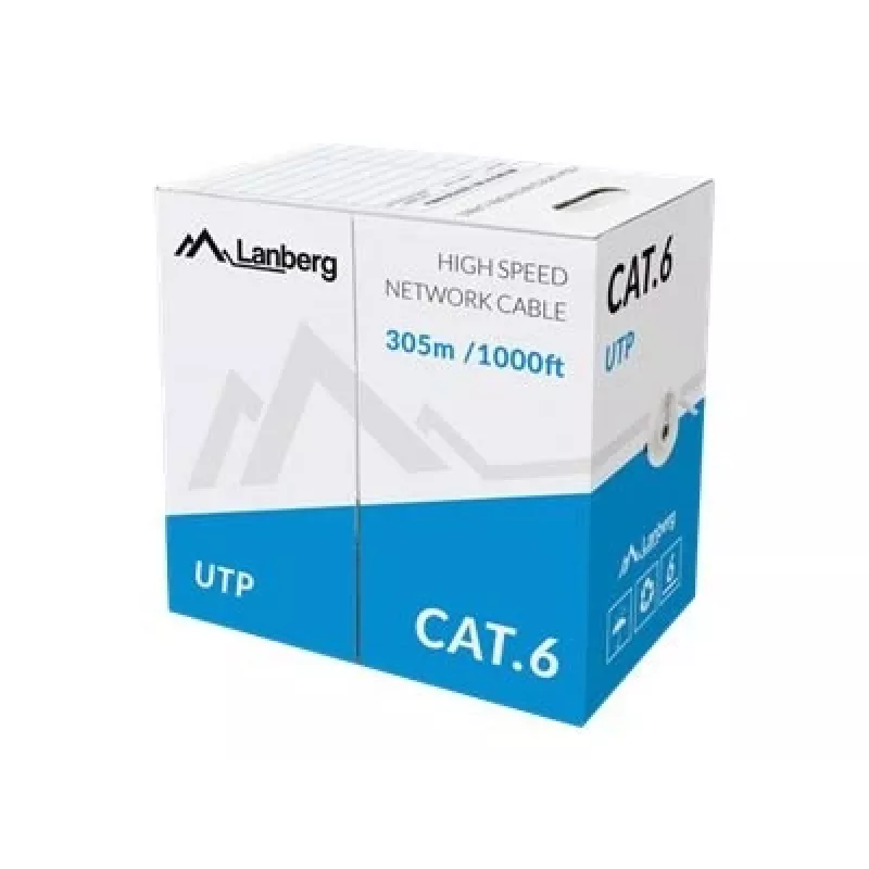 LANBERG tinklo kabelis LCU6-10CC-0305-S U/UTP Cat6 305 m, 23 AWG, CCA, pilkas