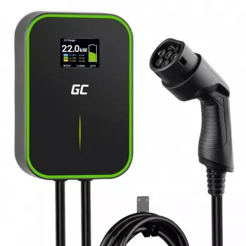 Elektrinė automobilio įkrovimo stotelė Green Cell EV14 22 kW Juodas aliuminis Sieninė