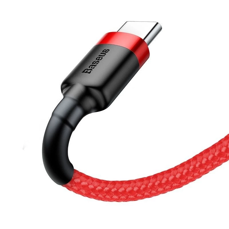 USB 2.0 A – USB-C laidas Baseus CATKLF-B09 1m QC3.0 nailoninis pintas raudonas, greitas įkrovimas ir duomenų sinchronizavimas