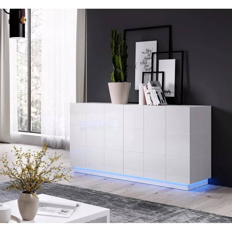 Cama Komoda 2D REJA baltas blizgus/baltas blizgus