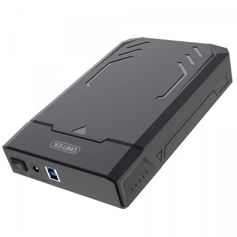 Išorinis dėklas HDD/SSD Unitek Y-3035 — 2,5/3,5 colio SATA, USB 3.2 Gen 1 (USB Type-B), 6 Gbit/s, juodas, su maitinimo adapteriu