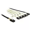 Vidinis Mini SAS į 4×SATA kabelis DELOCK 0,5 m — Mini SAS SFF-8087 į 4×SATA 7p, juodas/sidabrinis/geltonas