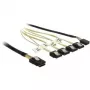 Vidinis Mini SAS į 4×SATA kabelis DELOCK 0,5 m — Mini SAS SFF-8087 į 4×SATA 7p, juodas/sidabrinis/geltonas
