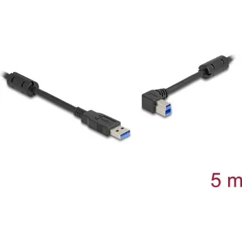 Delock USB 3.0 laidas – USB A (patinas) į USB B (patinas) kairėn lenktas – 5,0 m – iki 5 Gbps – auksuoti kontaktai – juodas (81103)