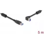 Delock USB 3.0 laidas – USB A (patinas) į USB B (patinas) kairėn lenktas – 5,0 m – iki 5 Gbps – auksuoti kontaktai – juodas (81103)