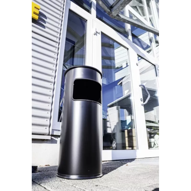Šiukšliadėžė Durable 3332 Round Metal Black, 17 l su pelenine ir gesintuvu