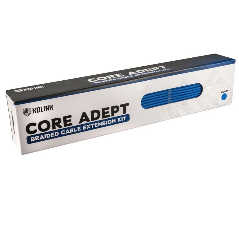 Prailgintuvų rinkinys Kolink Core Adept — 20+4pin, 8pin, 4+4pin, 3×6+2pin, mėlyna, PET pynė