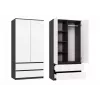 Spinta MALWA SS-90 90×180×50 cm, antracitinis rėmas, balti varstomi durys, 2 stalčiai, laminatas 16 mm