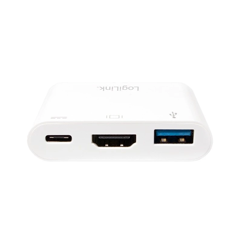 LogiLink 0,14 m 2xUSB-C HDMI USB A baltas adapteris