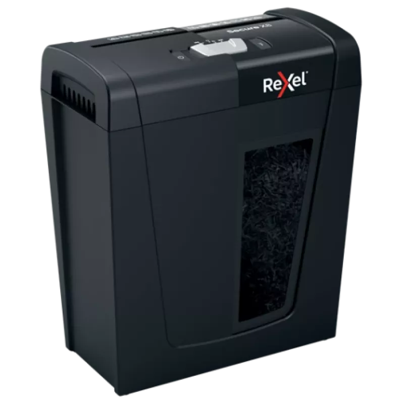 Popieriaus smulkintuvas REXEL Secure X8 – kryžminis pjovimas P-4, 4x40 mm, 8 lapų talpa, 14 L krepšelis, juodas