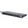 Dokavimo stotelė nešiojamam kompiuteriui Gembird A-CM-COMBO9-02 USB 3.2 Gen 1 Type-C, HDMI, VGA, 3×USB-A, Gigabit Ethernet, 87W PD, Pilka