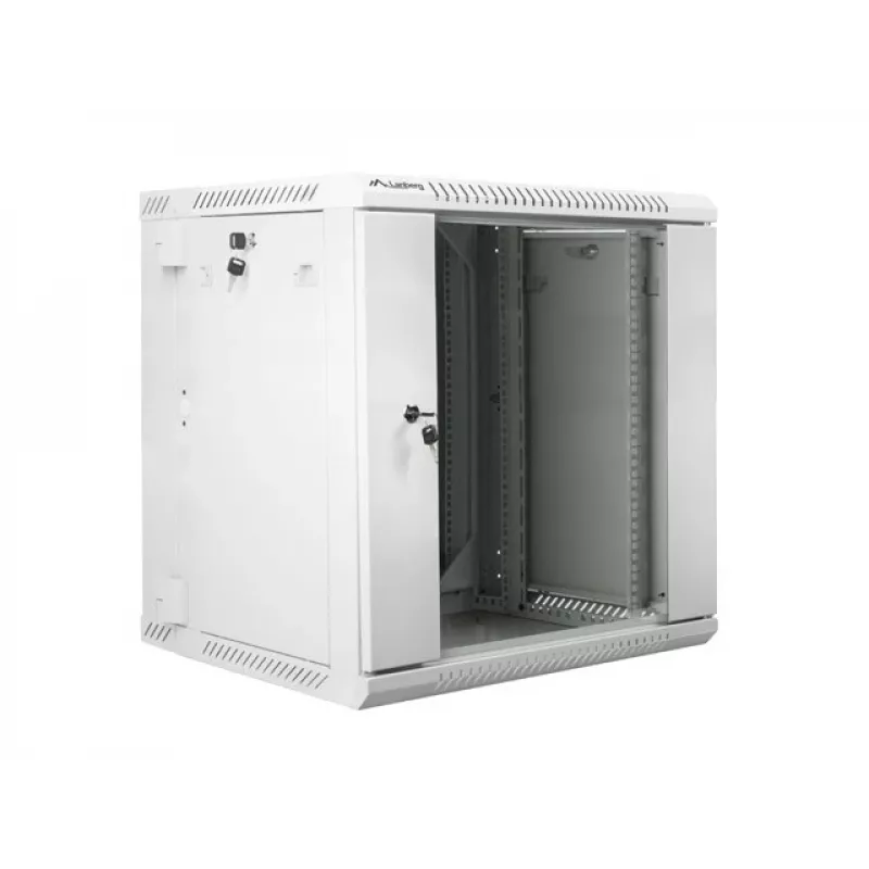 Dviejų sekcijų sieninis 19 inch 12U 600x600 pilkas LANBERG spintos korpusas (plokščioje pakuotėje)