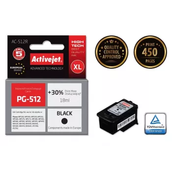 Activejet AC-512R rašalas (Canon PG-512 pakaitalas; Premium; 18 ml; juoda)