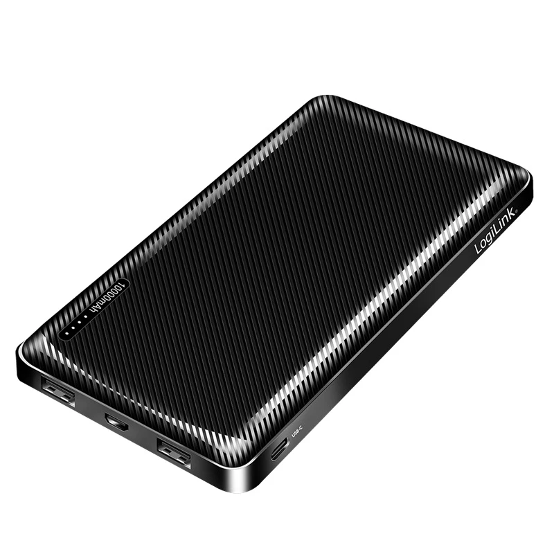 Logilink PA0316 Power bank, Li-Po, 2x USB-A, USB-C, 10000 mAh, juoda
