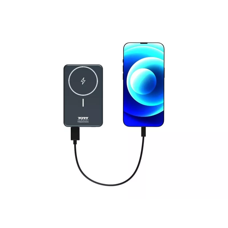 Power Bank Port Designs 907005 10000 mAh belaidžiu įkrovimu juodas