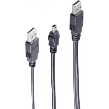 USB kabelis ShiverPeaks BS77150 0,6 m 2x USB A – Mini-USB B juodas