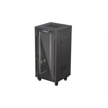 Laisvai pastatomas serverio spintos korpusas LANBERG FF01-6624-12BL 24U 19 colių 600×600 mm, IP20, 1200 kg, juodos spalvos