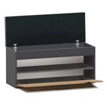 Uždara batų spinta Top e Shop PARMA — antracitas ir ąžuolas, medžio drožlių plokštė, 1000×490×350 mm