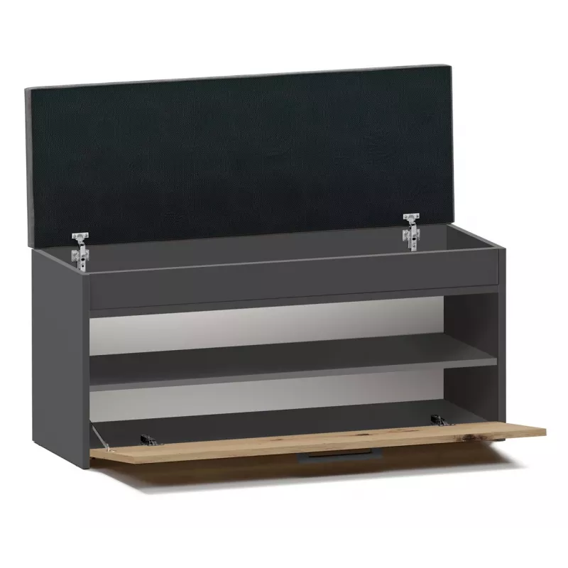 Uždara batų spinta Top e Shop PARMA — antracitas ir ąžuolas, medžio drožlių plokštė, 1000×490×350 mm