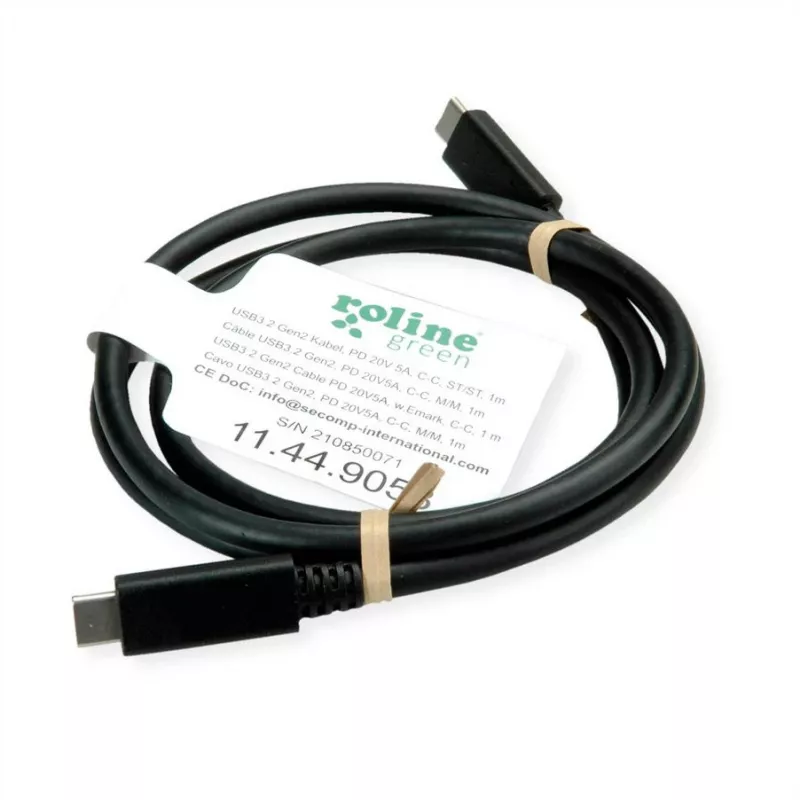 ROLINE USB 3.2 Gen2 laidas PD 20V5A Type C-C ST/ST 0,5 m - Laidas skaitmeniniams duomenims - 0,5 m (11.99.9057)