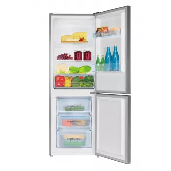 Šaldytuvas-šaldiklis AMICA FK2425.4UNTX(E) laisvai pastatomas 277 L bendras, apatinis šaldiklis 74 L, inverteris, sidabrinis, 1593×540×550 mm