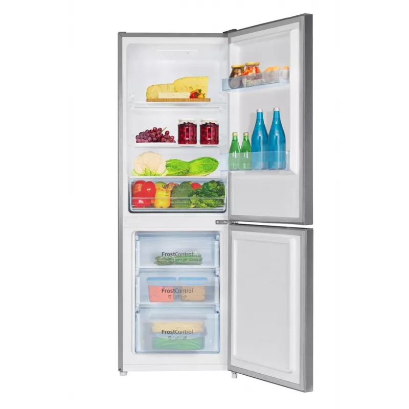 Šaldytuvas-šaldiklis AMICA FK2425.4UNTX(E) laisvai pastatomas 277 L bendras, apatinis šaldiklis 74 L, inverteris, sidabrinis, 1593×540×550 mm