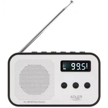 Nešiojamas skaitmeninis radijas Adler AD 1907 – AM/FM, skaitmeninis derintuvas, žadintuvas, USB-C, 600 mAh baterija, LCD, 20 stočių atmintis, teleskopinė antena