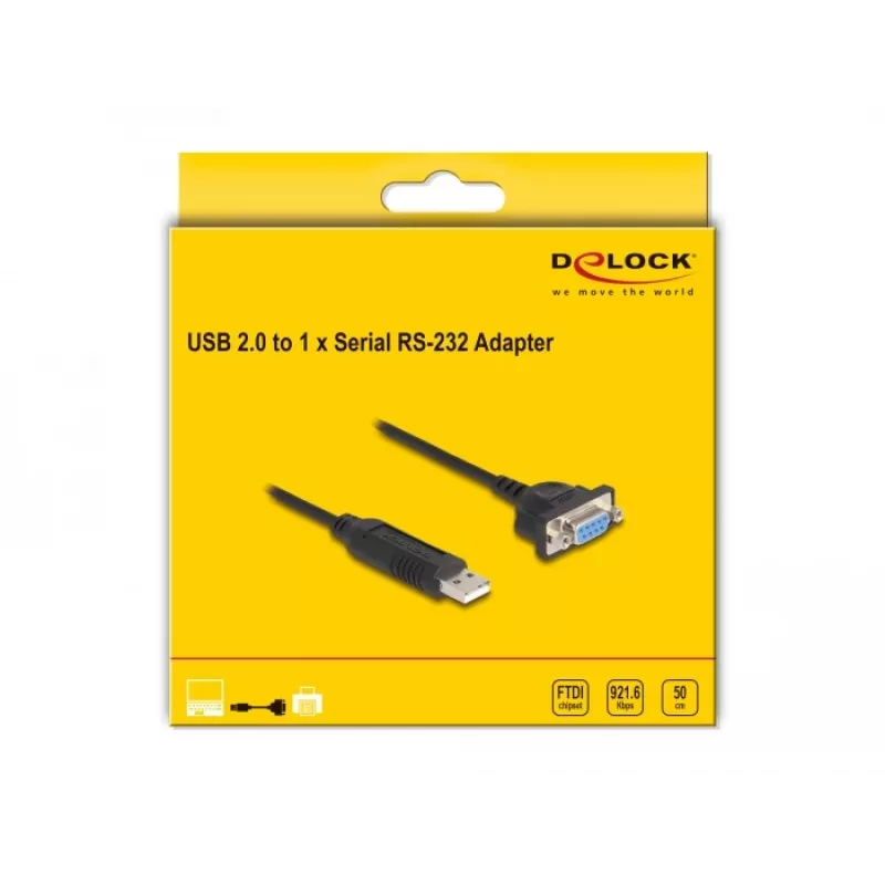 DeLOCK USB 2.0 į RS-232 adapteris 50 cm FTDI juodas