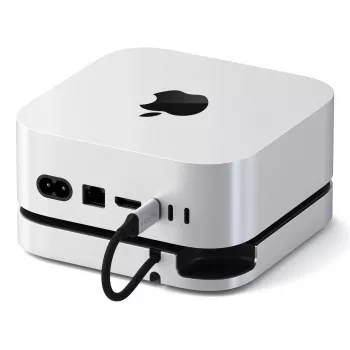 Satechi stovas su USB-C stotele ir SSD korpusu, skirtas Mac Mini M4, sidabrinis ST-GNMMES